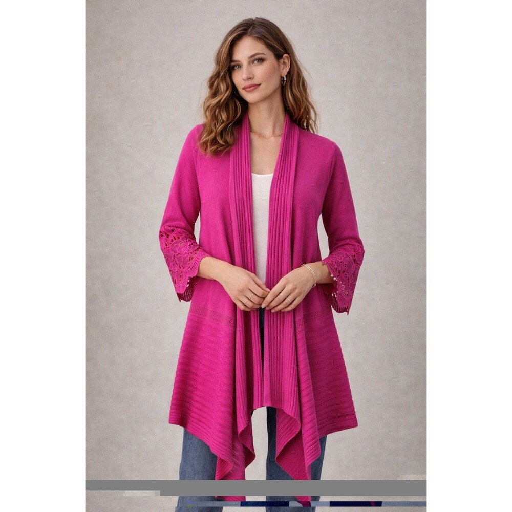 INC International Concepts Pink Lace Sleeve Cardigan XL Draped Open